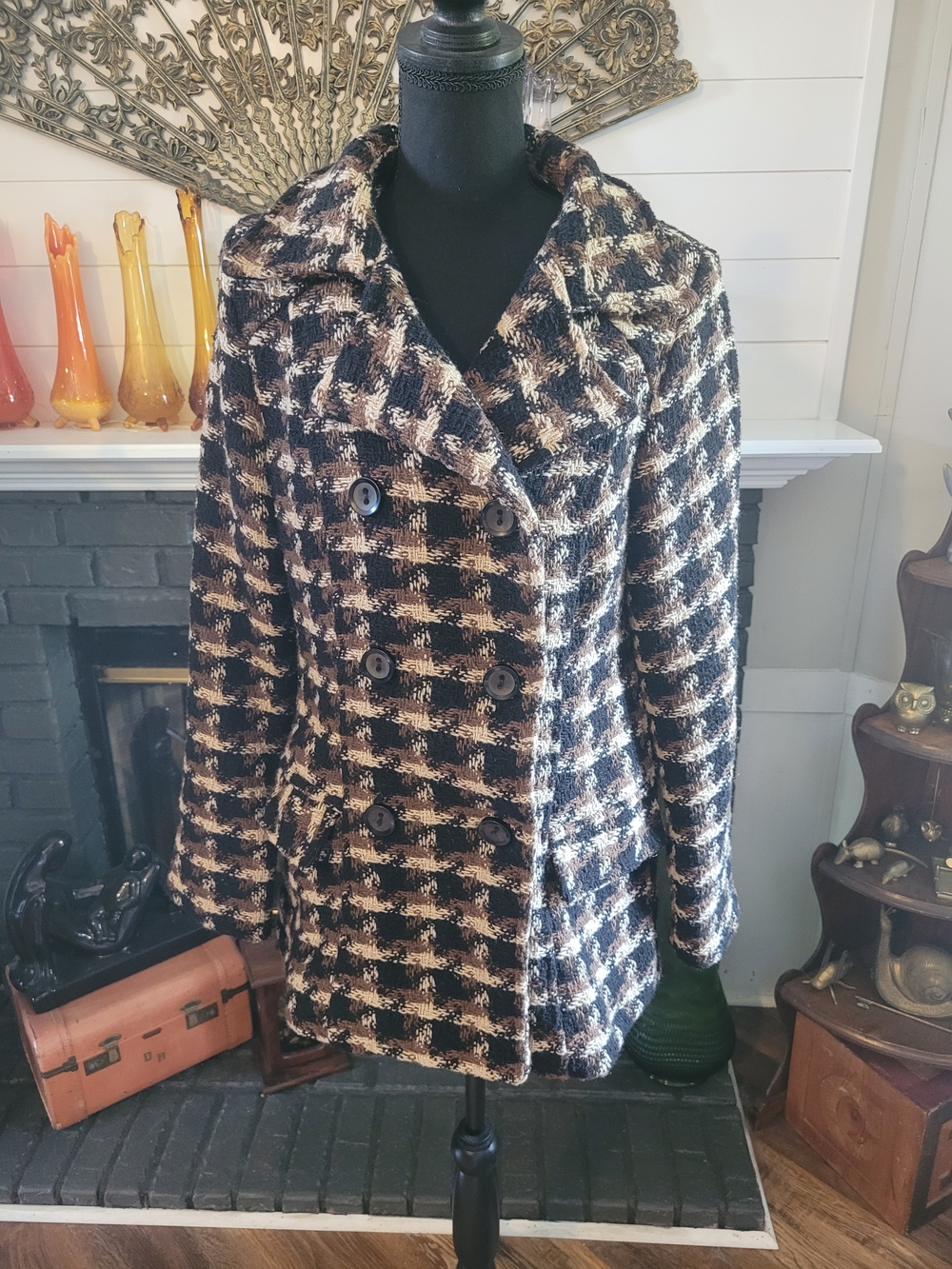 Old Navy Plaid Button Down  Pea Coat